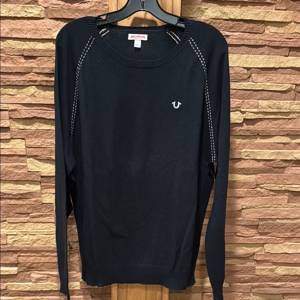 True Religion Black Crewneck Sweater